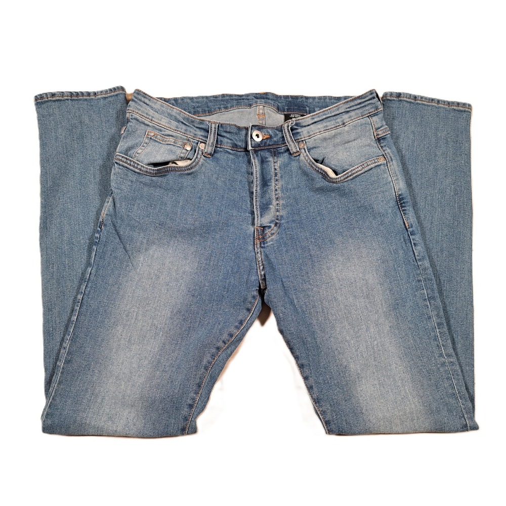 HM Mens Skinny Low Waist Jeans Blue Medium Wash Button Fly Denim‎ 32x32